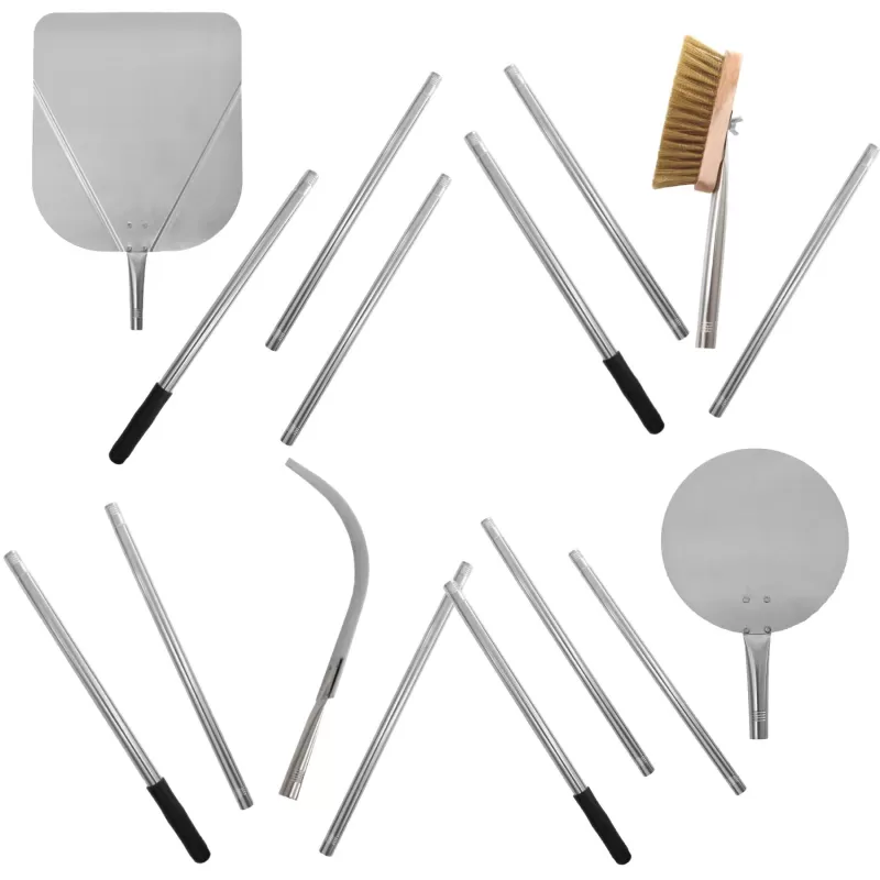 Complete set of 4 pizza accessories with removable handle