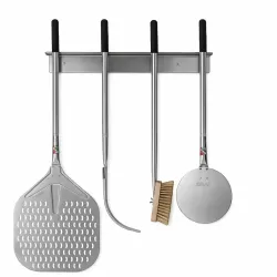 Soporte de pared en acero inoxidable para colgar palas de pizza