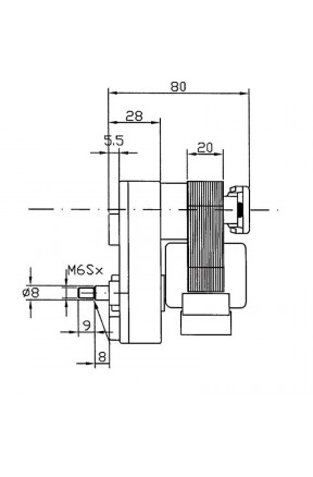 Motor eléctrico para churrasqueira - desenho técnico