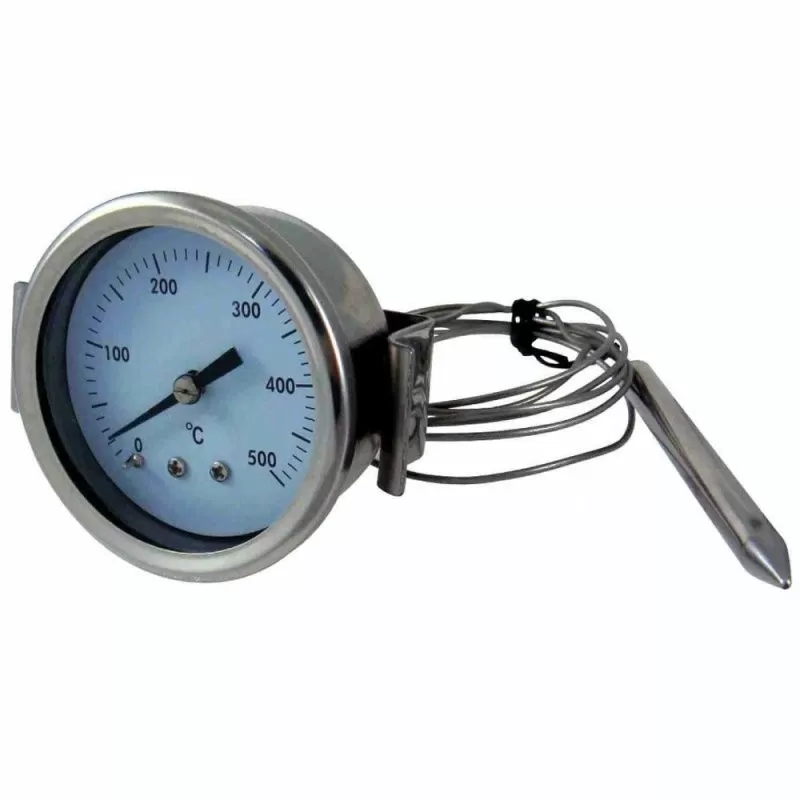 Professionele roestvrijstalen oventhermometer met flensmontage en sonde van 1,5 meter