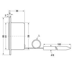 Stainless steel thermometer with flexible probe for wood-fired oven or barbecue 600 °C
