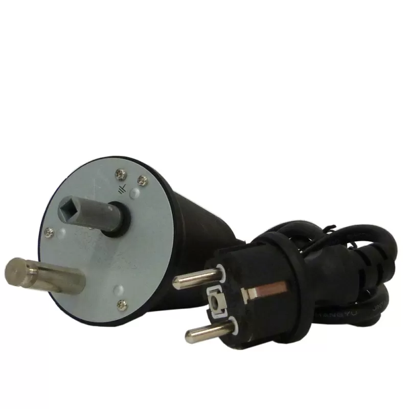 Elektrische draaivoormotor geschikt voor barbecue, 220-240V, 2 omw/min, met kabel en schakelaar.
