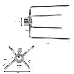 Verchroomde vleeshoudervork voor spit, geschikt voor verschillende vormen spiesen
