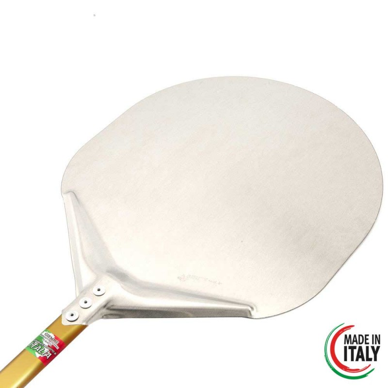 Round pizza peel in aluminium (cm 36) handle 30 cm - Item exposed during exhibitions